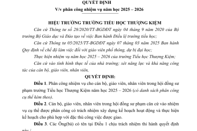 Phân công nhiệm vụ năm học 2025- 2026